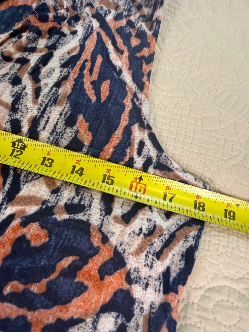 NIC+ZOE Abstract Print Sleeveless Knit Dress M Navy Orange Stretch Boho Travel - Picture 7 of 13